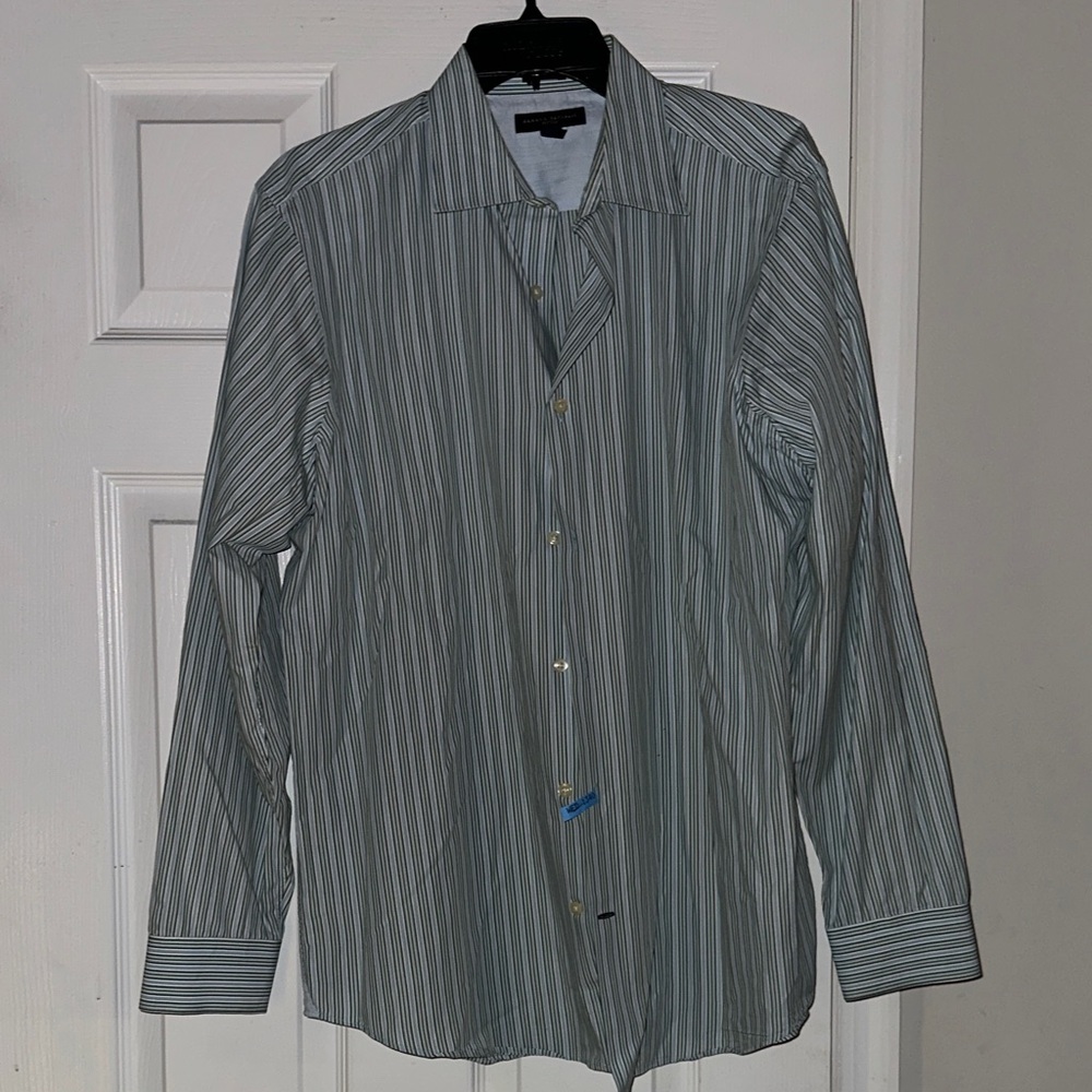 Banana Republic Blue and Green Striped Casual Button Down Shirt
